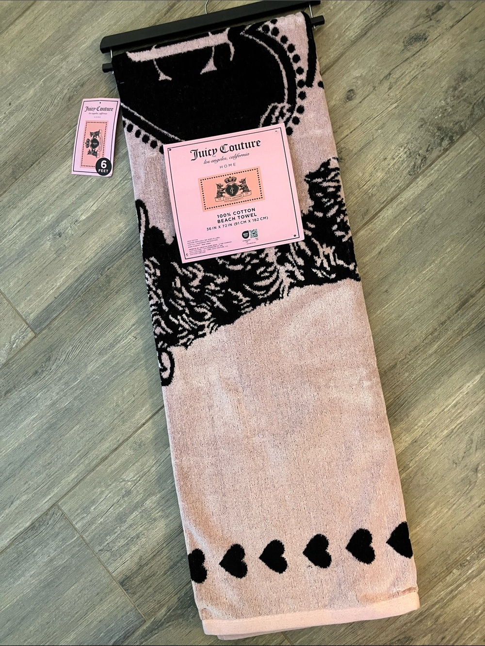 🎀Juicy Couture beach towel Scottie dogs classic Juicy crest 6 ft long NWT
